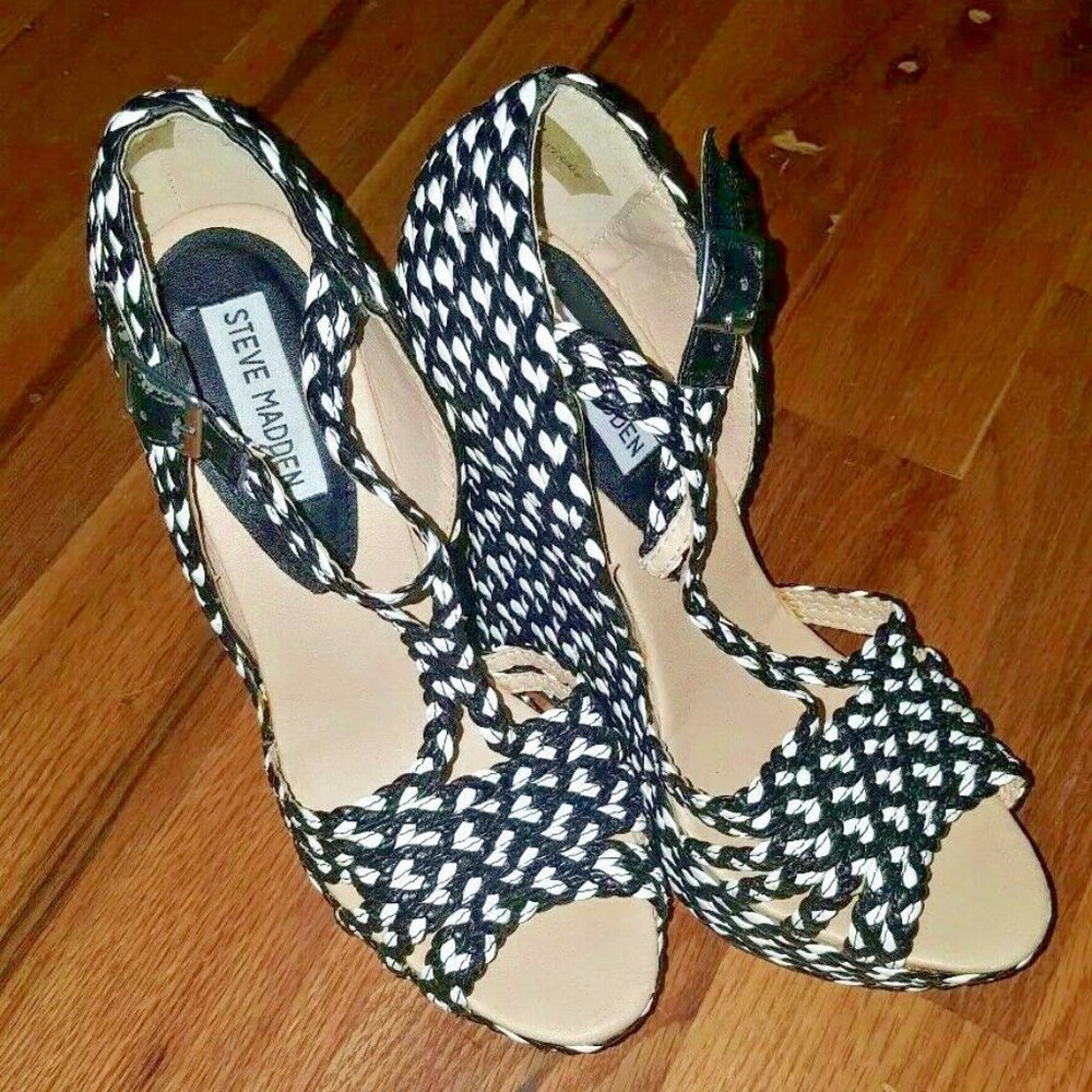 STEVE MADDEN Strappy Wedge Platform Sandal Black